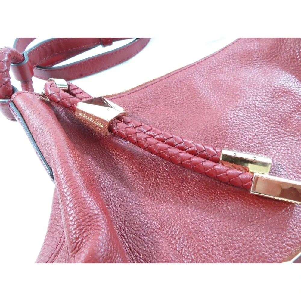 Michael Kors‎ Lexington Pebbled Leather Women's Crossbody Bag Purse Maroon Red